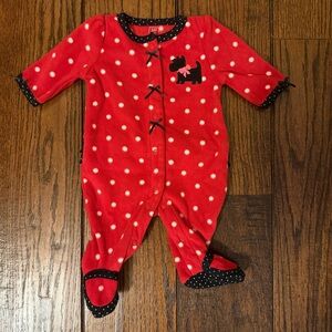 Carter's Red and Black Polka Dot Footie
